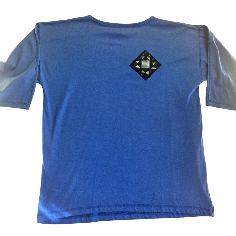 Sunbelt Sportswear Vintage 90s Blue Quilt‎ Patch T-Shirt USA "XL" One Size